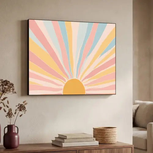 Illustratie - Zon - Pastelkleuren Textielframe - compleet frame klein -sfeer3