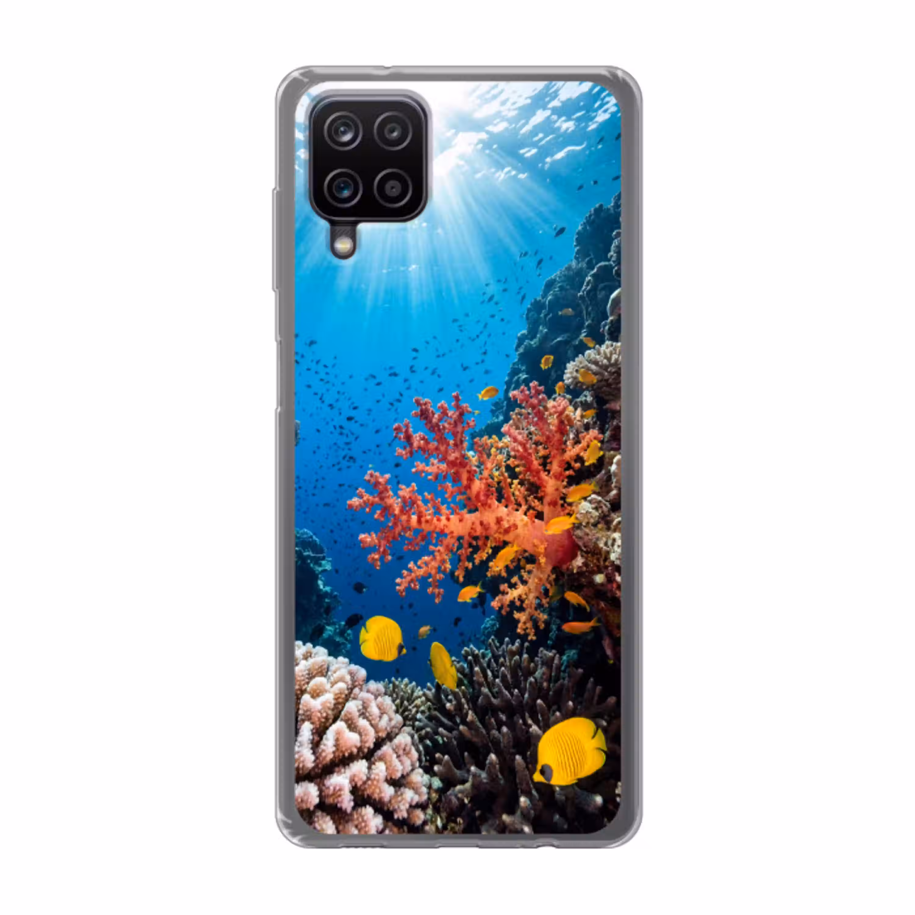 Zee - Koraalrif - Natuur - Levendig - Blauw Telefoonhoesje Samsung Galaxy A12 klein -3d