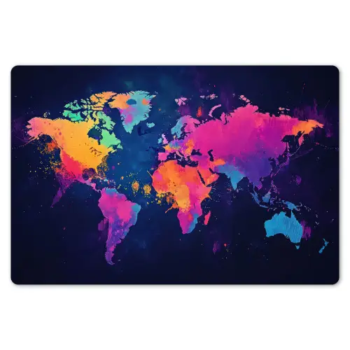 Wereldkaart - Kleurrijk - Graffiti Placemat vinyl groot -zzsfeer1_Kitchenyeah-website