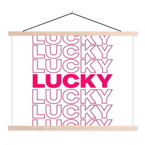 Lucky - Roze - Patroon textielposter latten blank klein -3d