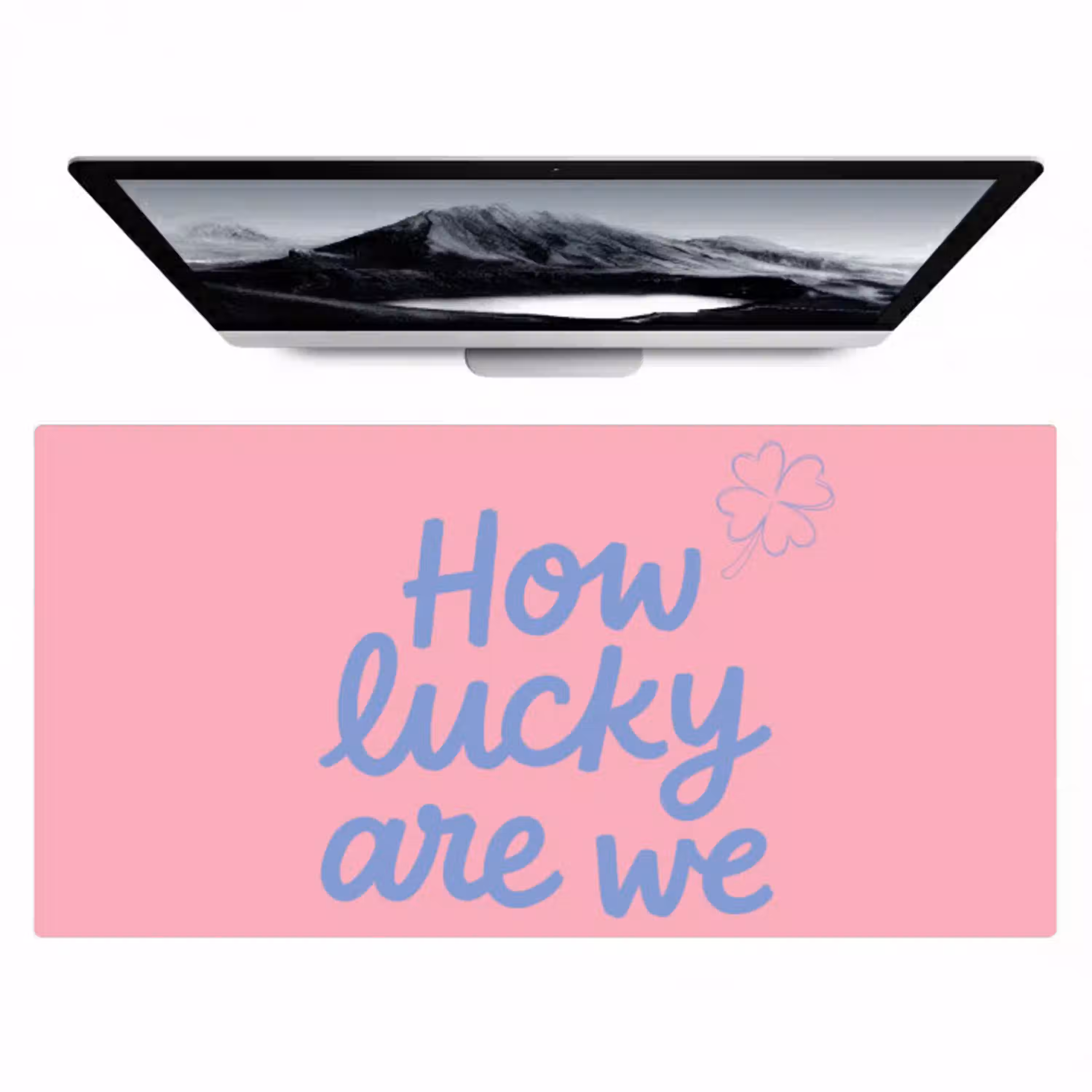 How lucky are we - Klavervier - Roze - Blauw Muismat XXL klein -zzz3d