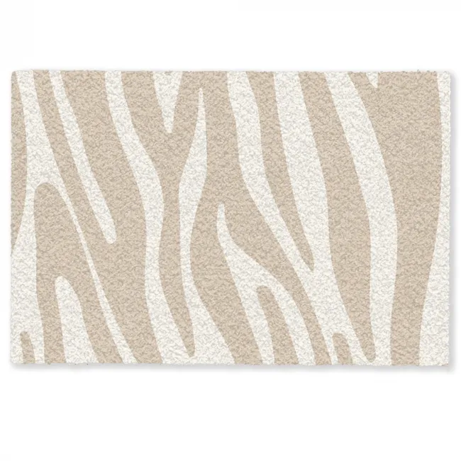 Gepersonaliseerde deurmat Zebraprint - Beige - Wit - Dierenprint