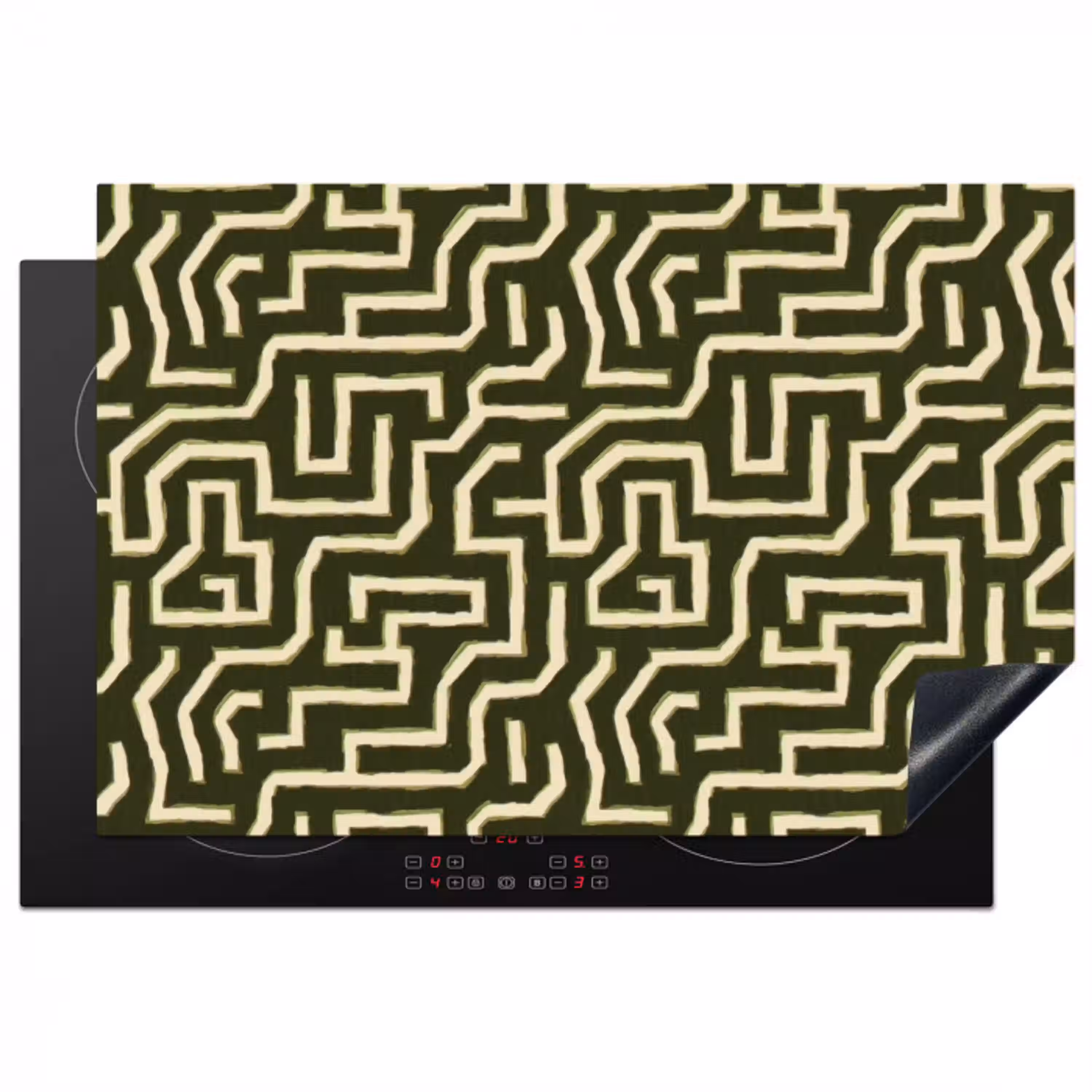 Lijnen - Abstract - Groen Inductie beschermer vinyl 3mm klein 276 -3d