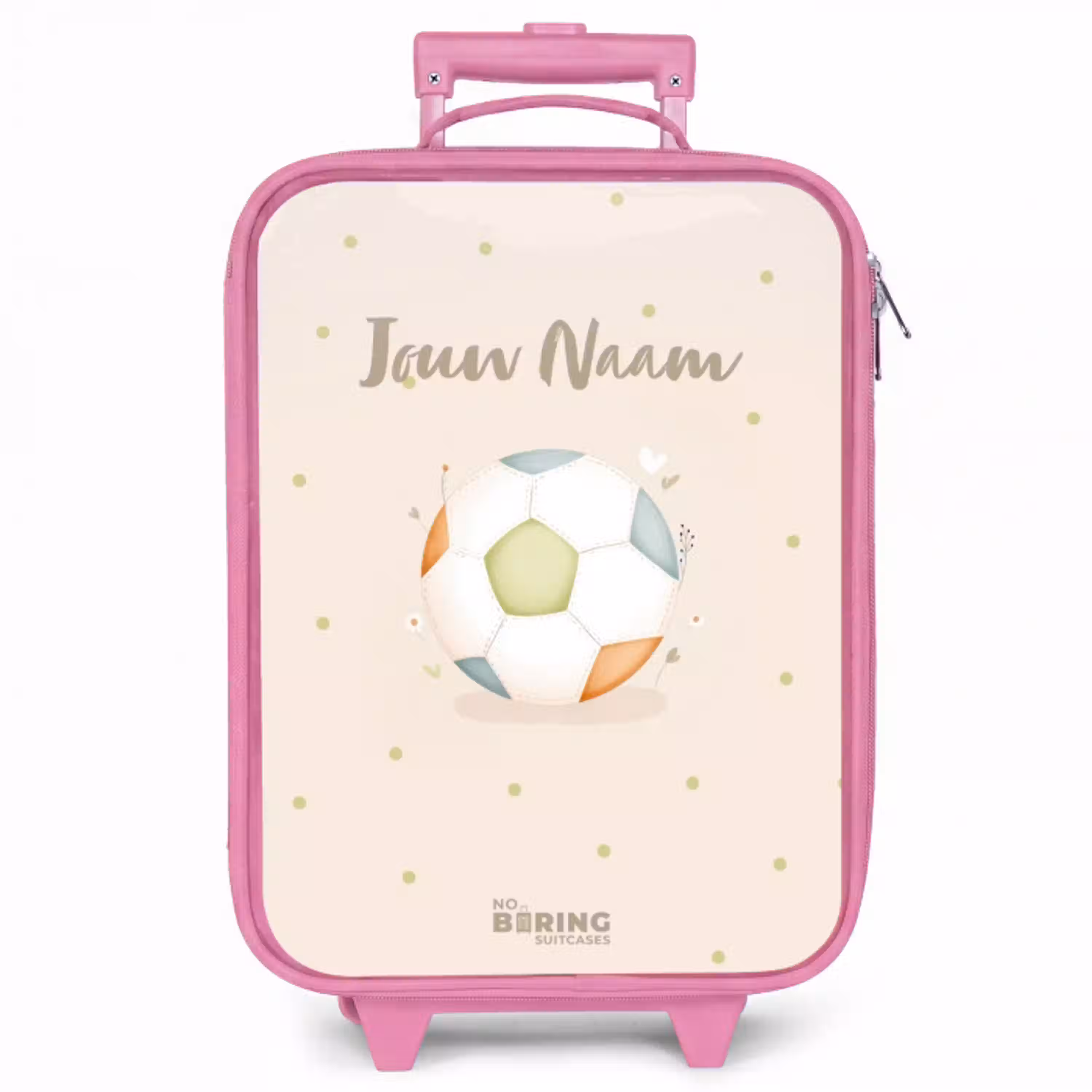 Voetbal in beige pastel kleuren Kinderkoffer - Roze klein -zzz_website3d