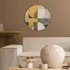 Abstract - Goud - Grijs - Vormen - Geometrisch Akoestische PET Vilt - Rond klein -sfeer1