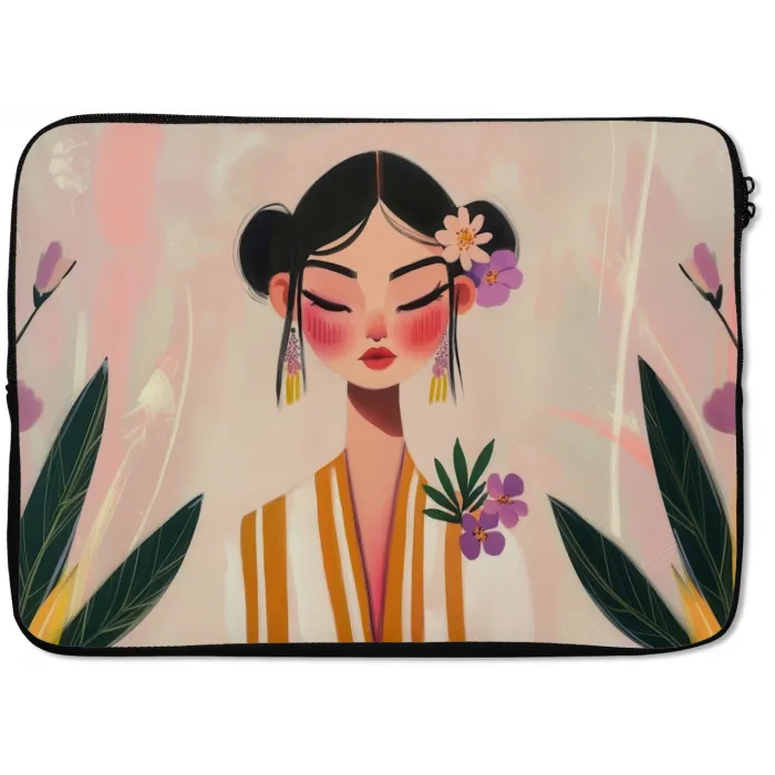Vrouw - Bloemen - Pastel laptophoes neopreen klein -zkaufland3dotto