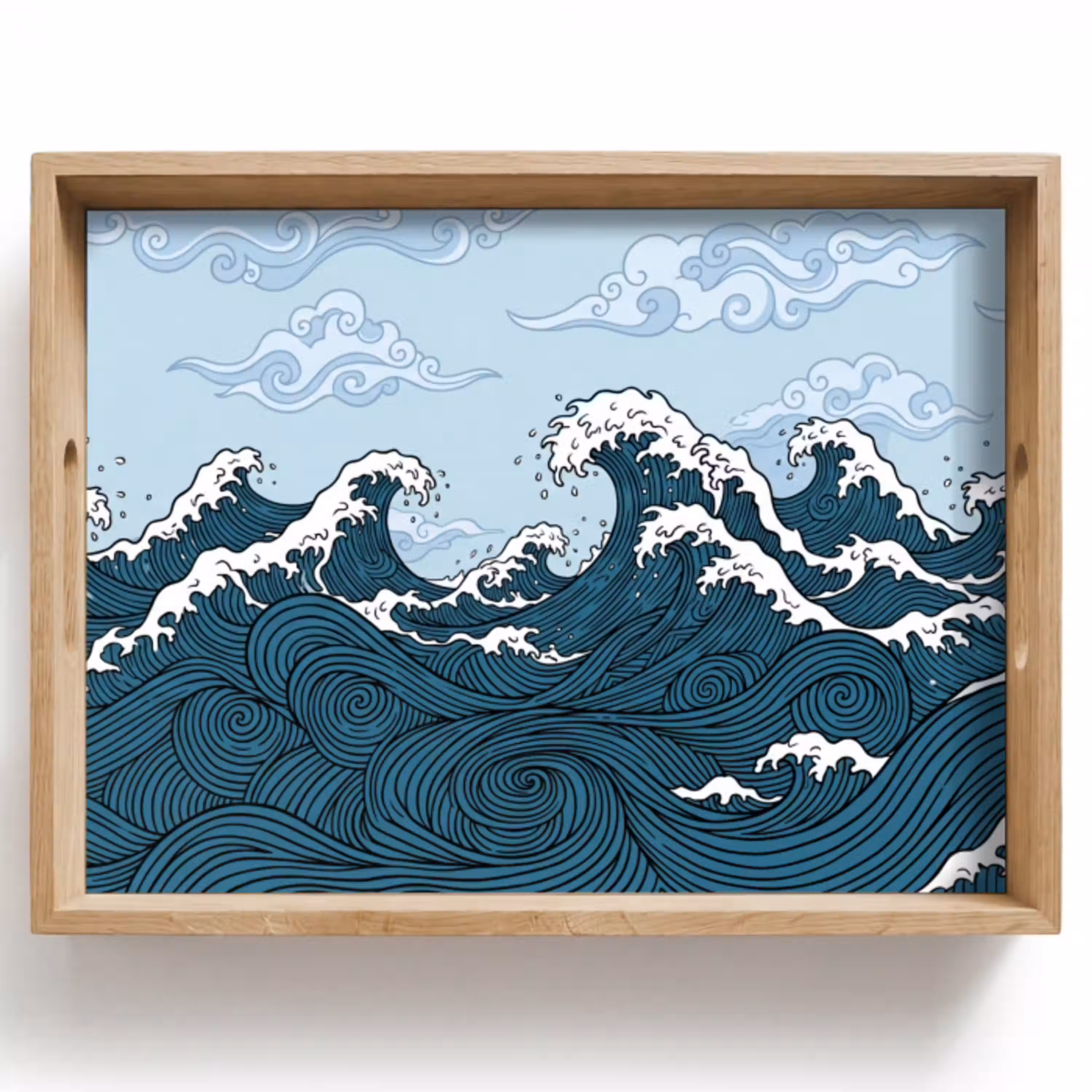 Zee - Golven - Japans - Natuur - Blauw Dienblad Rechthoek middel -z3d_shopping