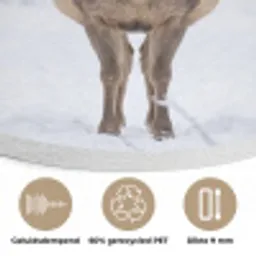 Hert - Winter - Bos - Natuur - Wit Akoestische PET Vilt - Rond klein -closeup_NL