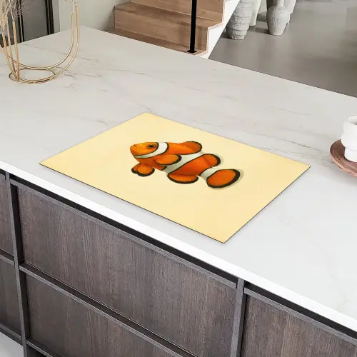 Vis - Oranje - Strepen Inductie beschermer vinyl 3mm klein -sfeer8