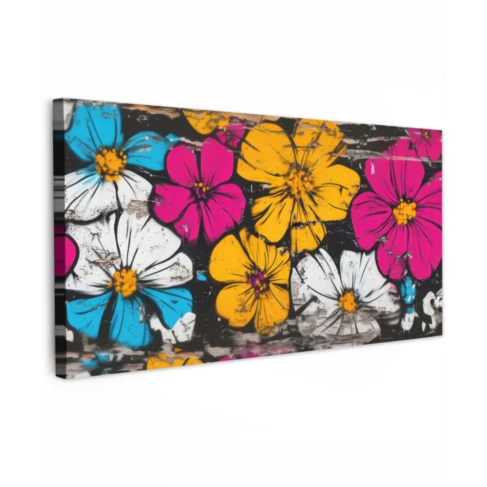 Street Art - Bloemen - Mix Tuinposter op houten frame 2 cm dik xxl -3d