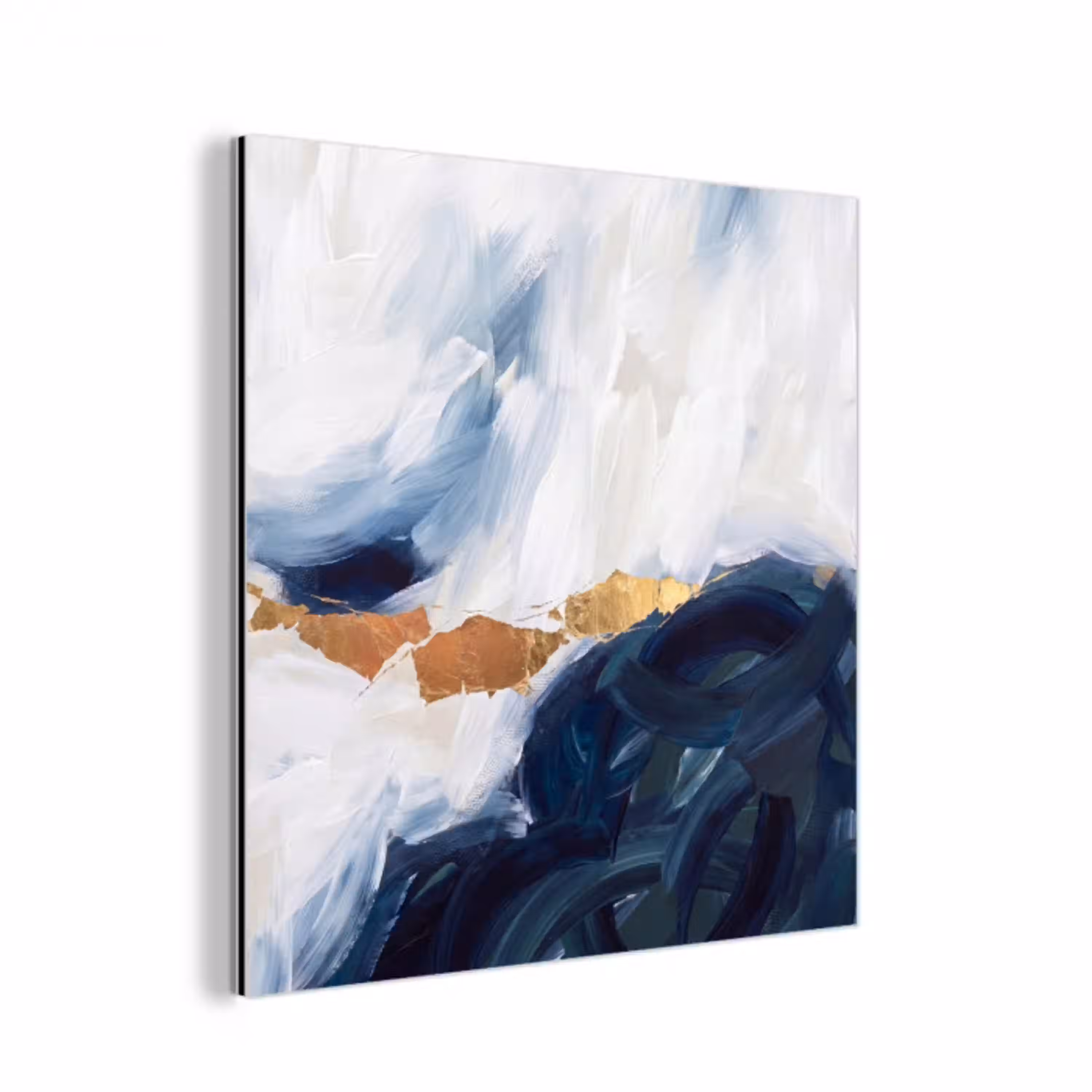 Abstract - Acryl - Blauw - Goud - Elegant aluminium wit klein -3d