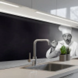 Chef - Spaghetti - Pasta keuken achterwand 2 middel -3d_schuin