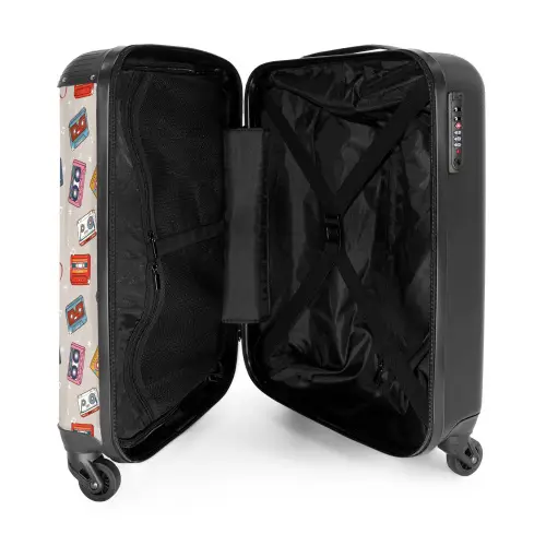 Retro disco cassettes patroon diverse kleuren NBS - Handbagage koffer - Volwassenen Unisex middel -binnenkant