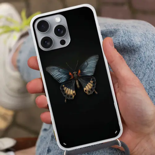 Vlinder - Metaalachtig - Geometrisch patroon Hoesje iPhone 16 Pro Max met koord klein -sfeer3