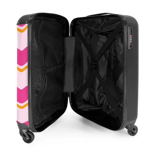 Golvende strepen in roze en oranje NBS - Handbagage koffer - Kinderen Unisex middel -binnenkant