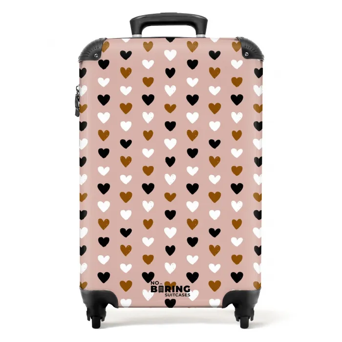 Driekleurige hartjesrijen NBS - Handbagage koffer - Volwassenen Unisex middel -productfoto_recht