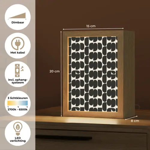Modern - Patroon - Zwart Light Box met kabel (Tafellamp) klein 925 -USP_NL