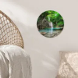 Jungle - Waterval - Planten - Water - Natuur Wandcirkel behangsticker klein -sfeer4