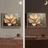 Bloemen - Goud - Kunst - Zwart - Modern Light Box met batterij (Wandlamp) middel -sfeer3