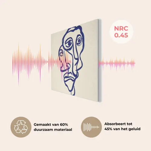 Lijntekening - Overlappende gezichten - Donkerblauw PET vilt klein -USP_NL