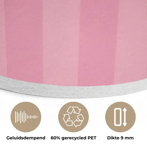 Gestreept - Roze - Chéri Akoestische PET Vilt - Rond klein -closeup_NL