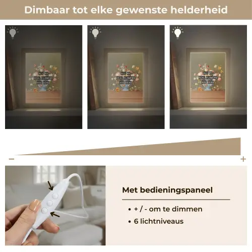 Bloem - Quote - Vintage - Art Light Box met kabel (Tafellamp) klein -USP_dimbaarNL