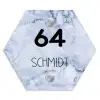 Blauw marmer - Modern Naambord Hexagon klein -3d