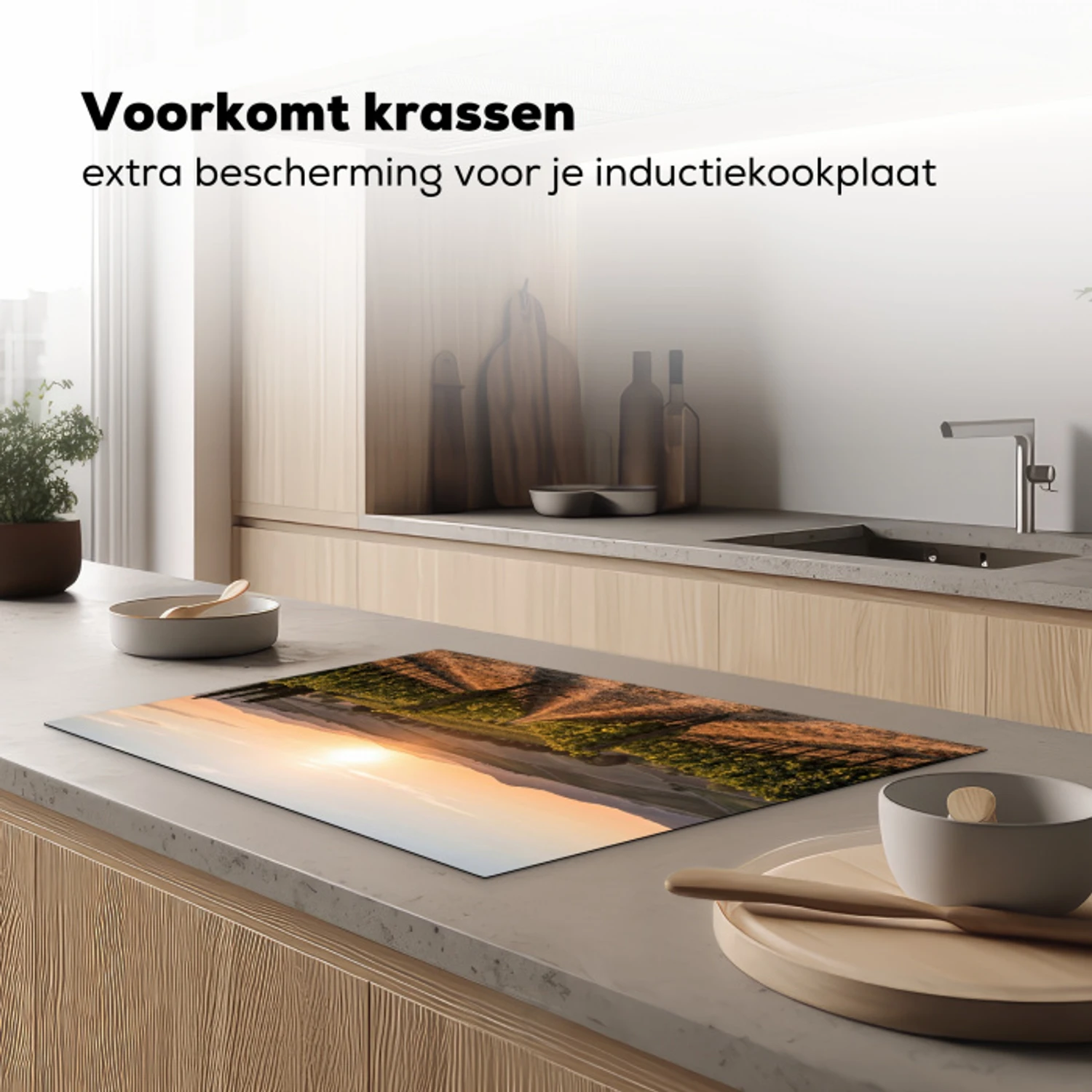 Wijngaard - Zonsondergang - Landschap Inductie beschermer vinyl 3mm klein -sfeer1