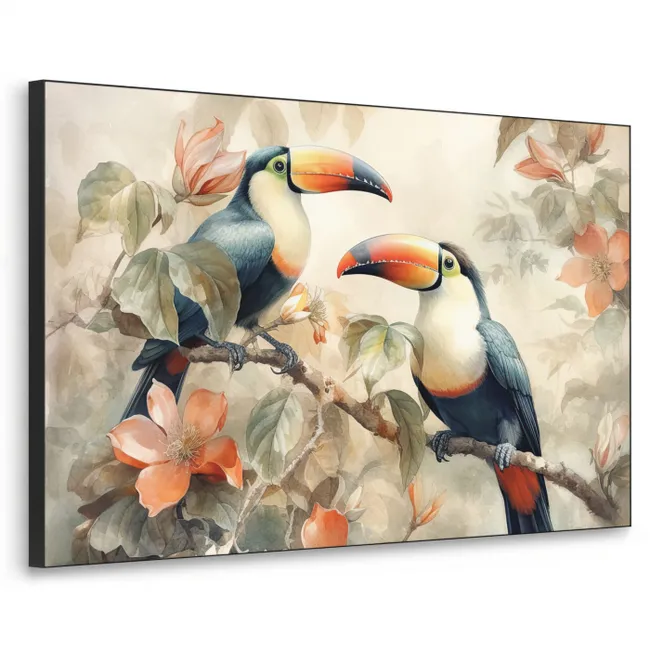 Art frame - Toekan - Vogels - Bloemen - Tak