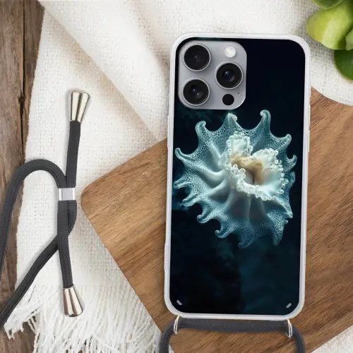 Zeewezen - Wit - Golven - Water Hoesje iPhone 16 Pro Max met koord klein -sfeer4