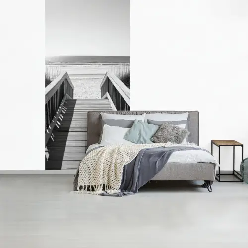 Loopbrug - Hout - Strand - Zee fotobehang vinyl groot -slaapkamer
