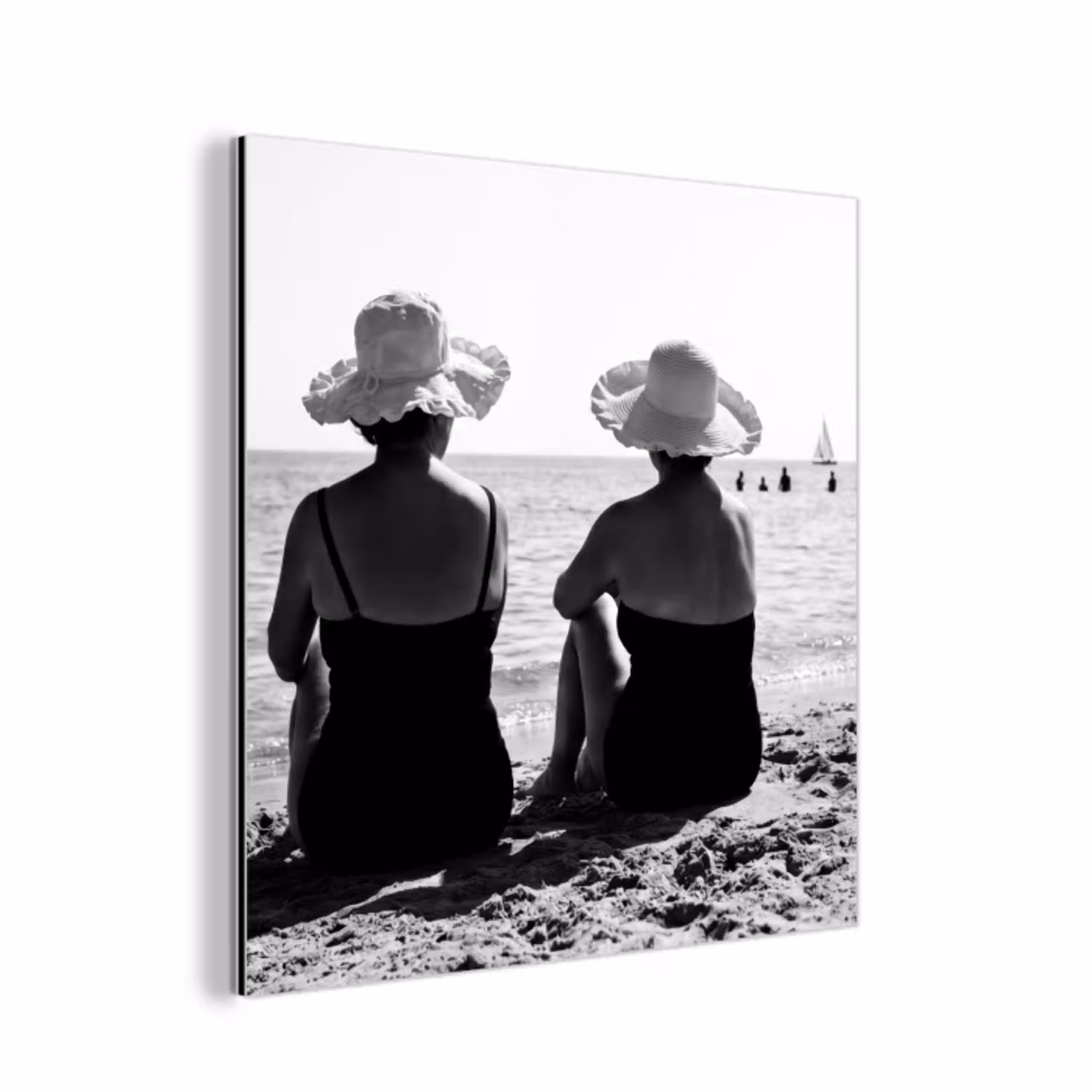 Vrouwen - Zonnehoed - Strand - Zwart - Wit aluminium wit klein -3d