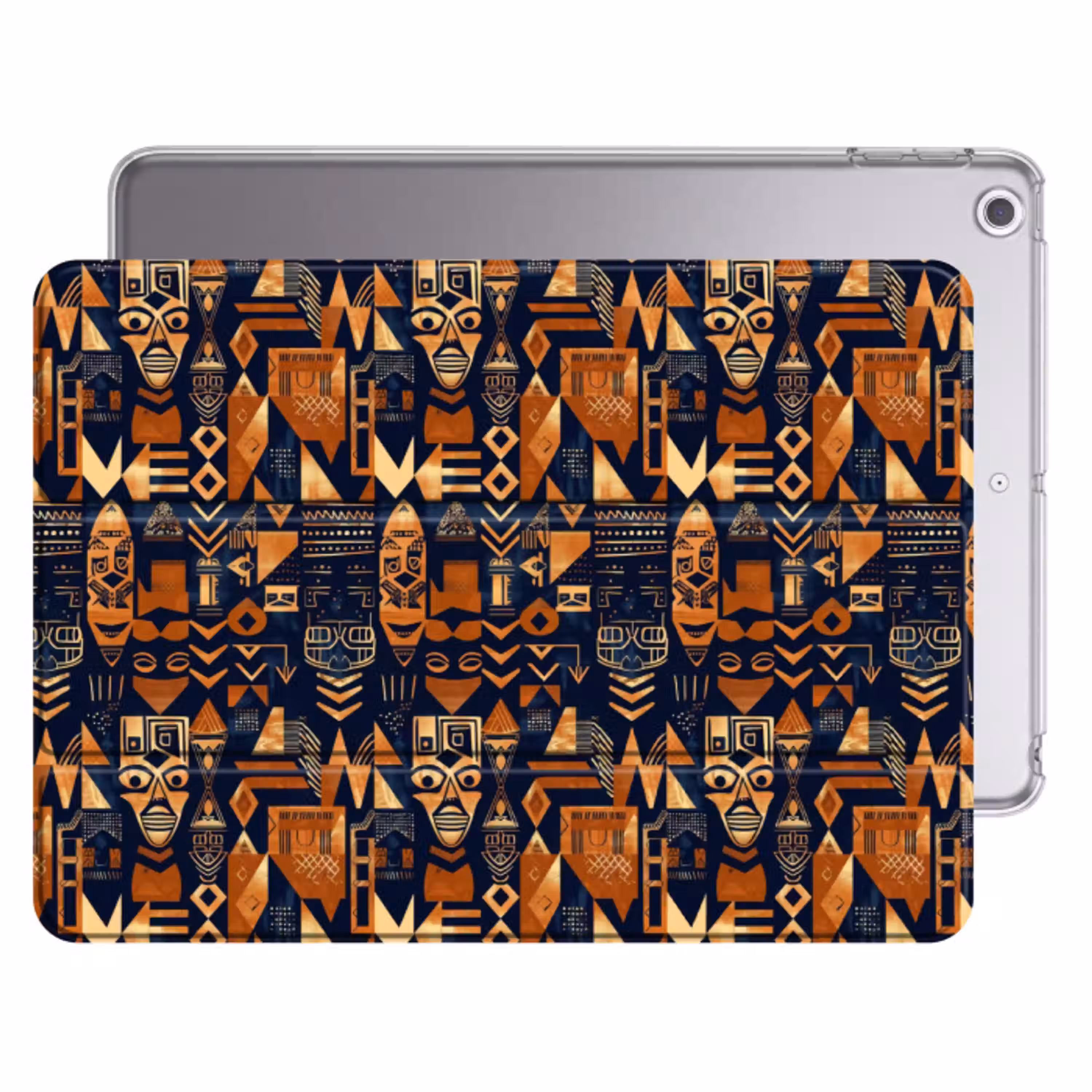 Nachtblauw - Koper - Tribaal - Maskers Apple iPad 2017 middel 1172 -threedimensional_3d_global