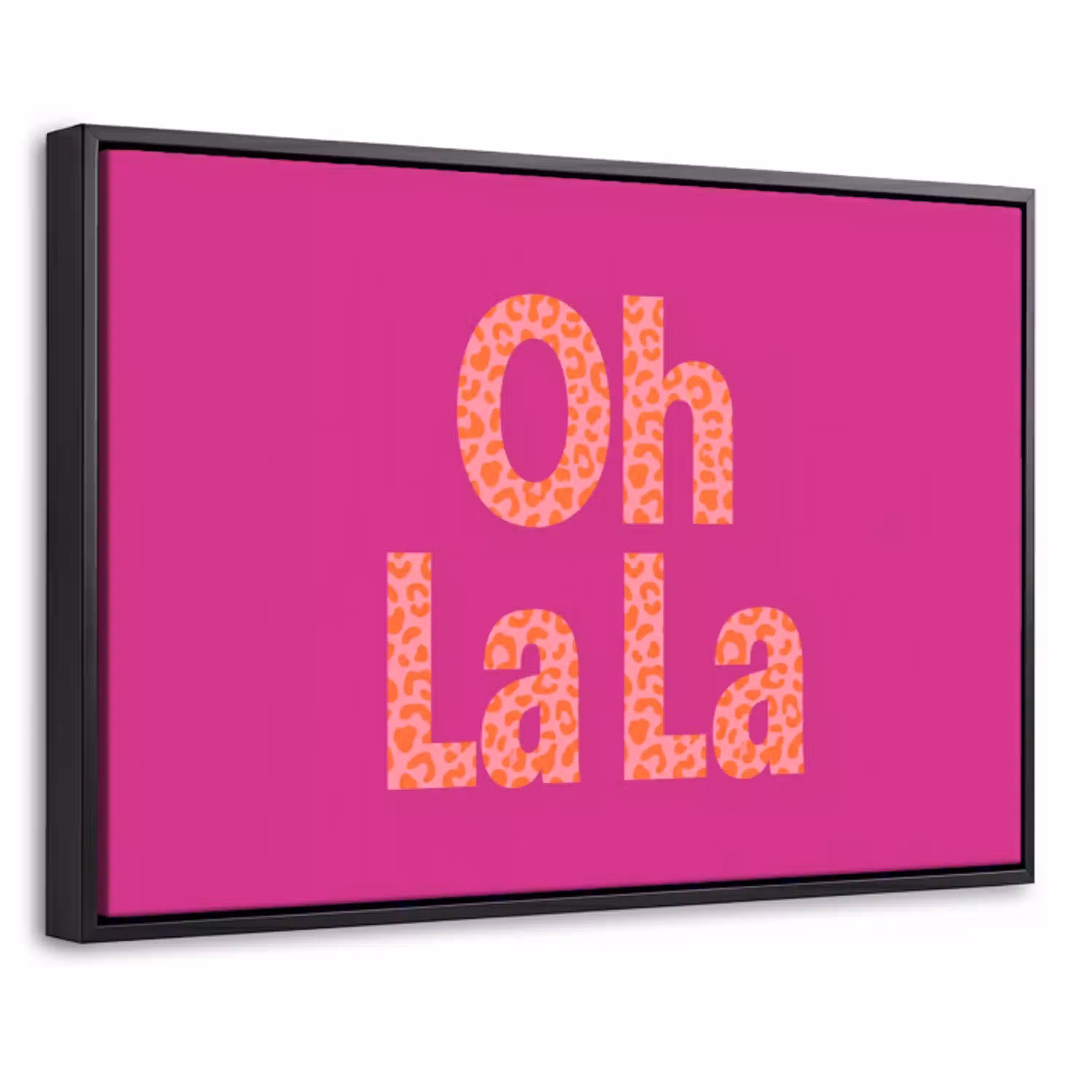 Oh la la - Luipaardprint - Roze Canvas met baklijst klein -threedimensional_3d_global