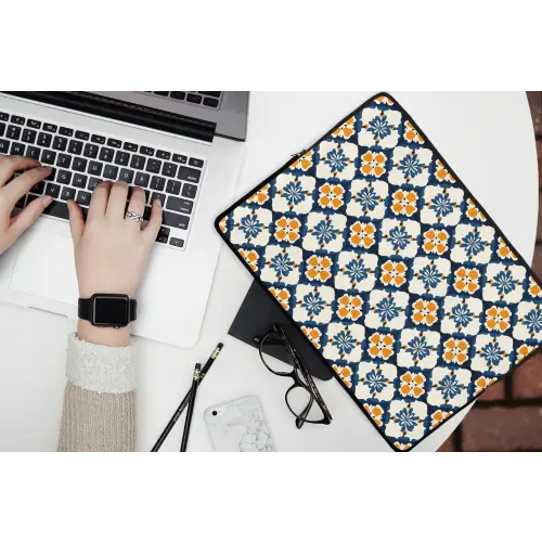 Klassiek - Geometrisch - Blauw laptophoes neopreen klein 279 -bureau