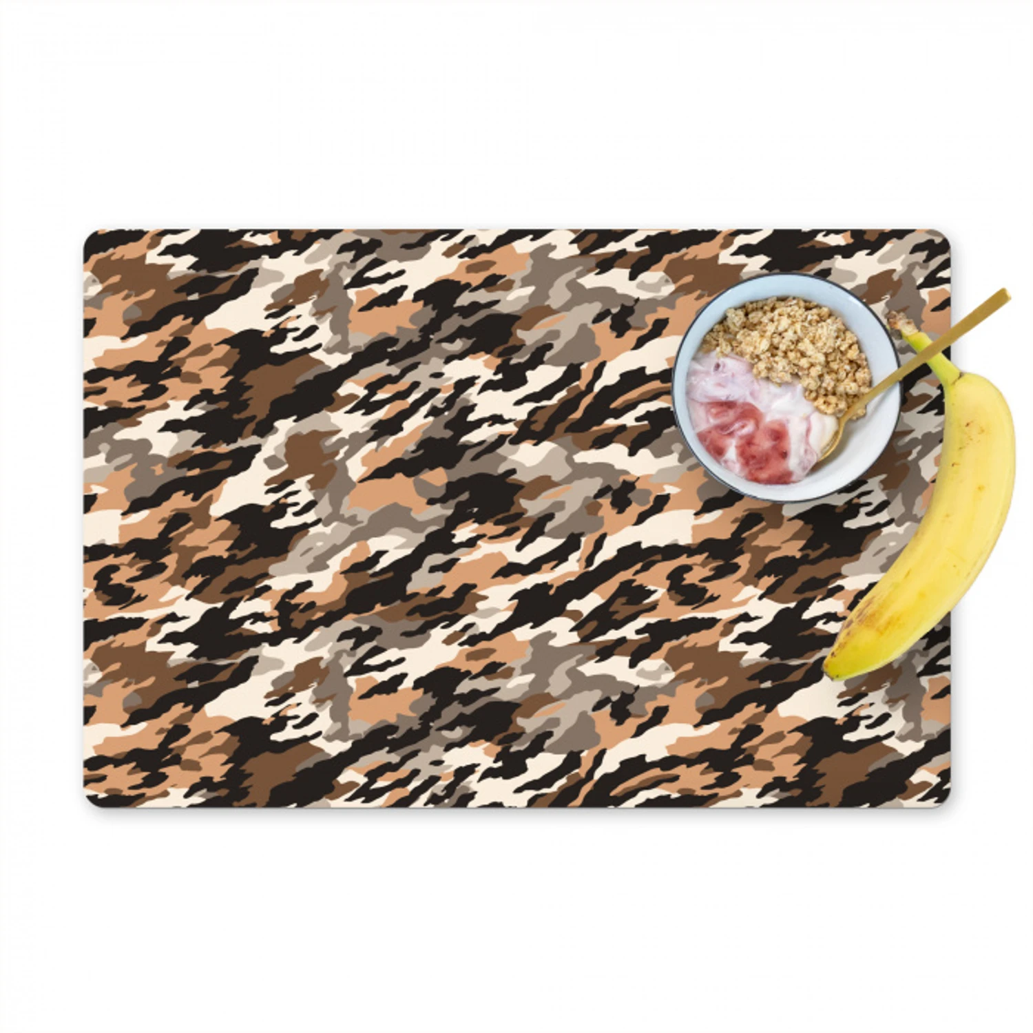 Camouflage - Patroon - Beige - Bruin Placemat vinyl groot 368 -zzzproduct_Kitchenyeah-website
