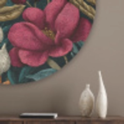 Bloemen - Patroon - Rood - Goud Akoestische PET Vilt - Rond klein 838 -sfeer5_closeup