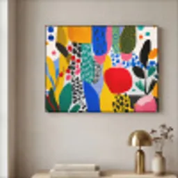 Stippen - Vormen - Modern - Kleuren Textielframe zwart klein -sfeer2