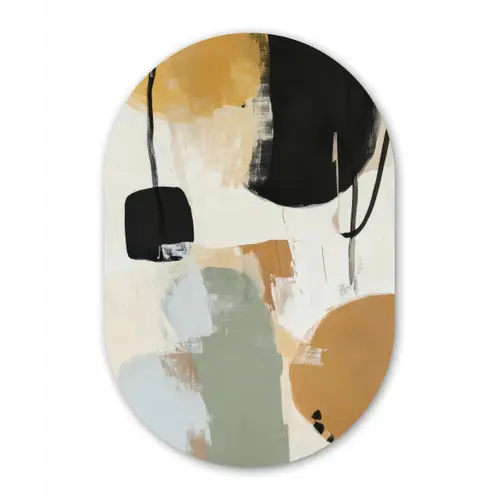 Paint - Abstract - Kleuren Wandcirkel Ovaal Forex klein -3d