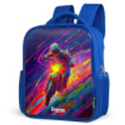 Crossmotor - Neonkleuren - Lijnen - Helm Kinderrugzak - Blauw middel -schuin