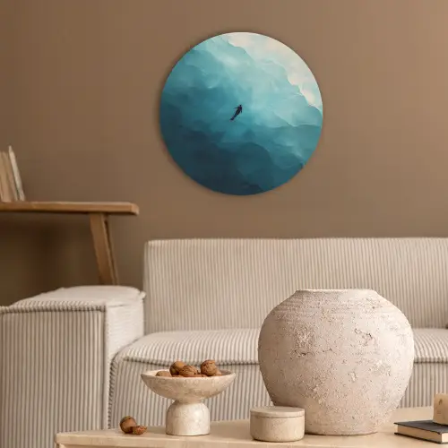 Zee - Silhouet - Abstract - Blauw Akoestische PET Vilt - Rond klein -sfeer1
