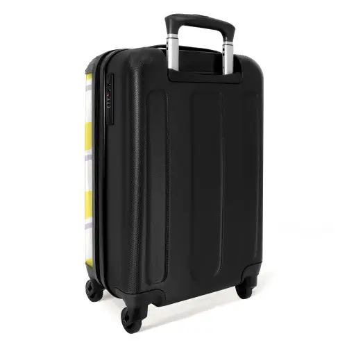 Golvende strepen in paars en geel NBS - Handbagage koffer - Unisex middel -achterkant
