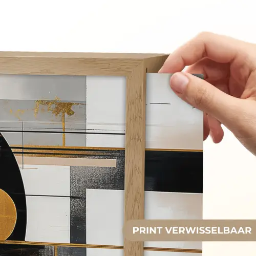 Abstract - Goud - Zilver - Vormen - Aesthetic - Modern Light Box met batterij (Wandlamp) middel -USP_websiteprintNL