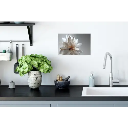 Bloem - Wit - Neutraal Muursticker klein -keuken