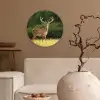 Hert - Gewei - Gras - Natuur - Dieren - Groen Wandcirkel kunststof plaat 5mm dik klein -sfeer1