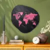 Wereldkaart - Roze - Marmer Wandcirkel Organisch Aluminium middel -sfeer2