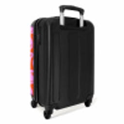 Abstracte smileyfiguren met hartogen op rood en roze NBS - Handbagage koffer - Vrouwen middel -achterkant