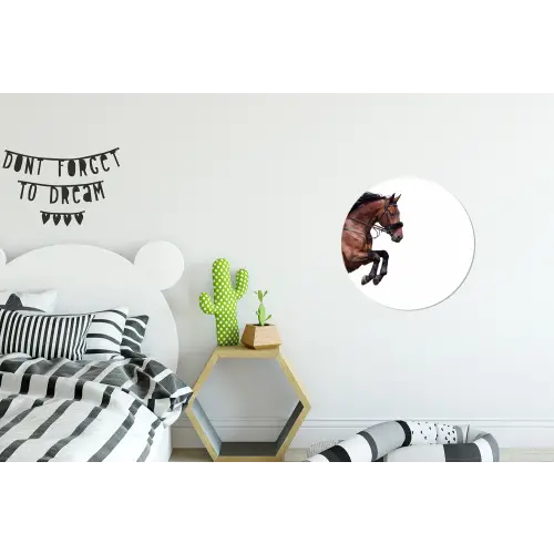 Paard - Springen - Modern Wandcirkel aluminium klein -kinderkamer