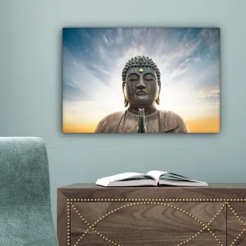 Boeddha hoofd - Buddha - Lucht - Spiritueel - Meditatie canvas 2cm klein -sfeer4
