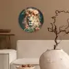 Leeuw - Leeuwenkop - Wilde dieren - Bloemen Wandcirkel kunststof plaat 5mm dik klein -sfeer1